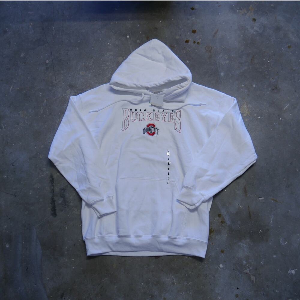 The Ohio State University Buckeyes All‎ White Embriodered Hoodie